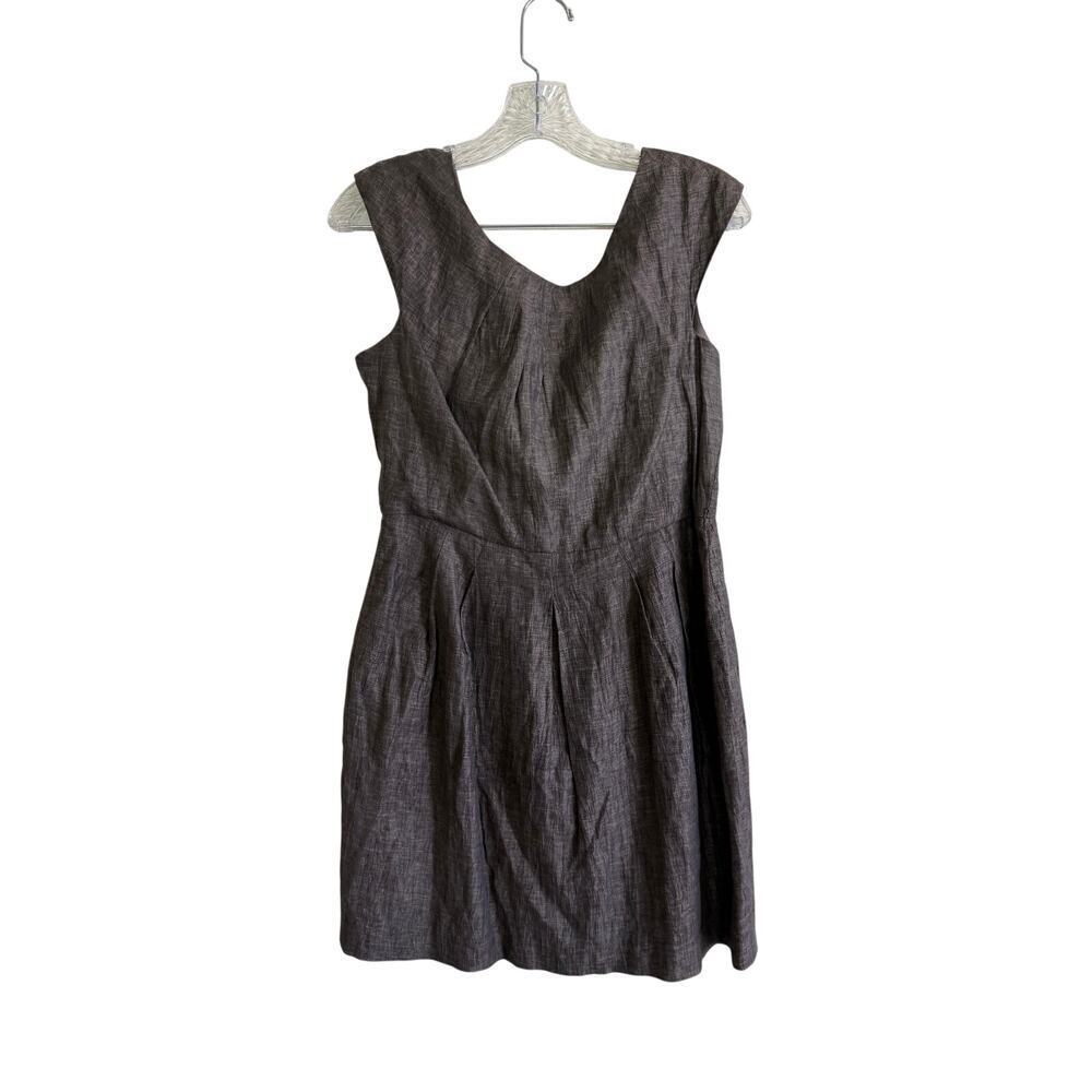 Alice + Olivia Linen Silk Gray Brown Sheath Dress Workwear Size Small